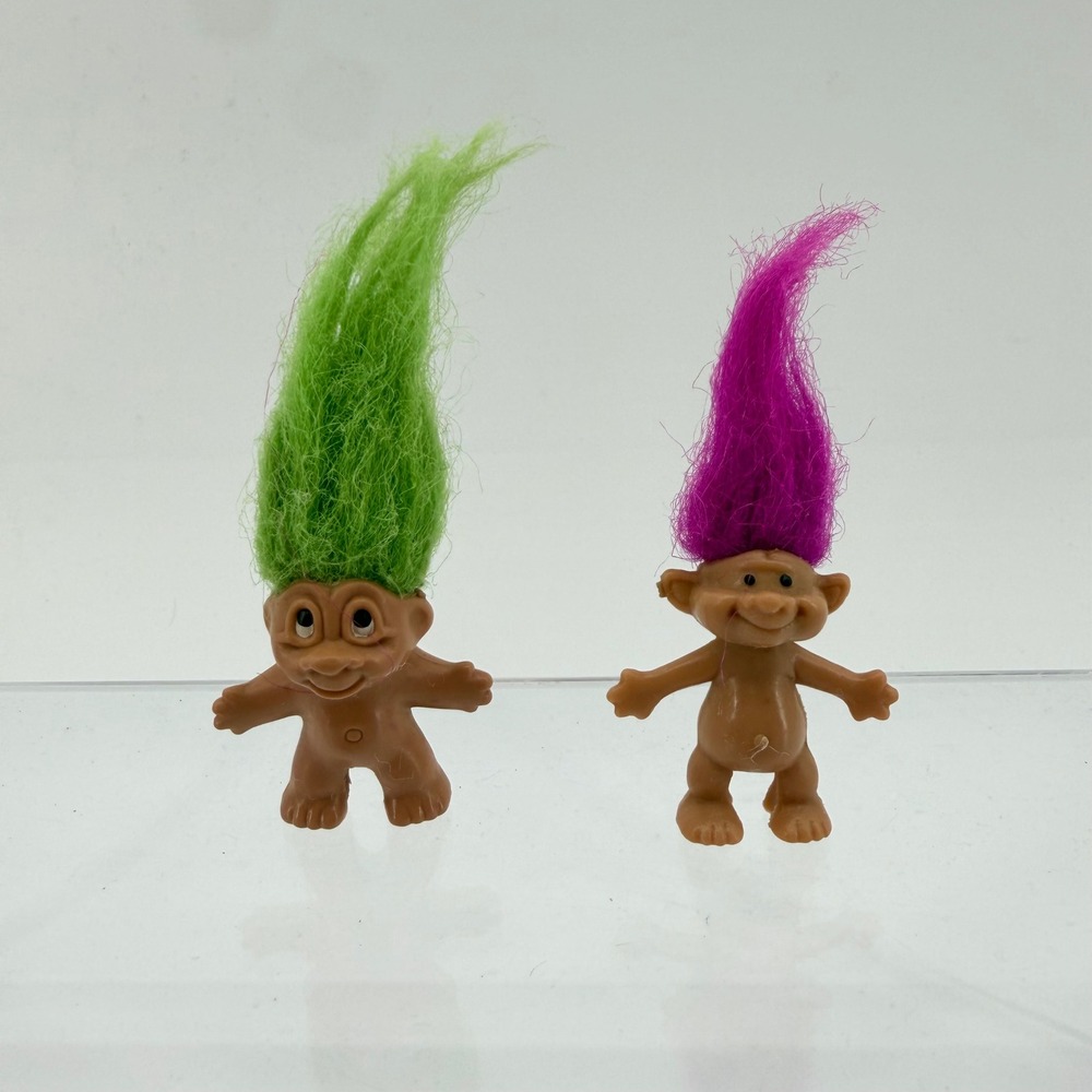 Dam Troll Dolls Kids One Size‎ Green Magenta Vintage 1989 Retro Mini Figures 2pk